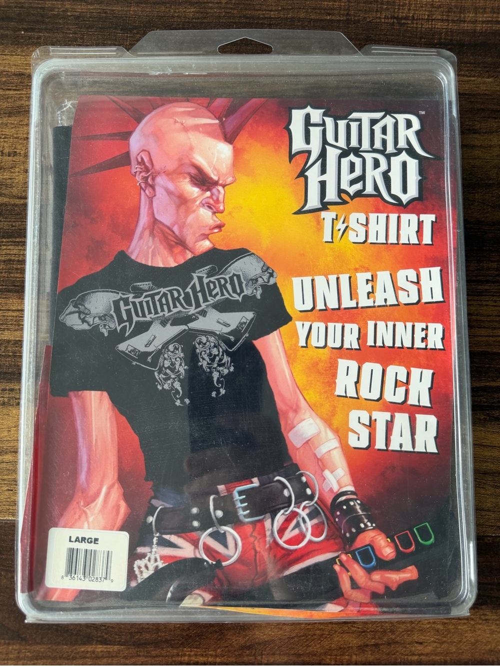 Hanes Black Guitar Hero Graphic Tee with Red & Yellow Artwork